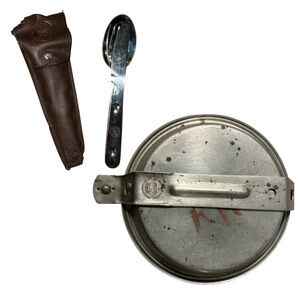Vintage Boy Scouts Mess Kit Aluminum Camp Cook Set Pot Pan Dish Fork Spoon Knife